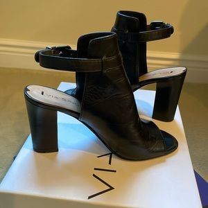 Via Spiga black leather heel sandals